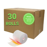SYSON 3" x 65' Premium 3-Ply Carbonless Paper Rolls – White/Canary/Pink, 30 Rolls/Case, Non-Thermal Kitchen Receipt Paper, Compatible with Epson TM-U220, Star SP700, Bixolon, and More