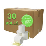 SYSON 3" x 90' Premium 2-Ply Carbonless Paper Rolls – White/Yellow, 30 Rolls/Case, Non-Thermal Kitchen Receipt Paper, Compatible with Epson, Star, Bixolon, and More
