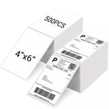 4"x6" Direct Thermal Shipping Labels – 6 Packs of 500 (Total 3,000 Labels) | Fanfold | BPA & BPS Free | Strong Adhesive | Waterproof | Compatible with Zebra & Rollo Thermal Printers