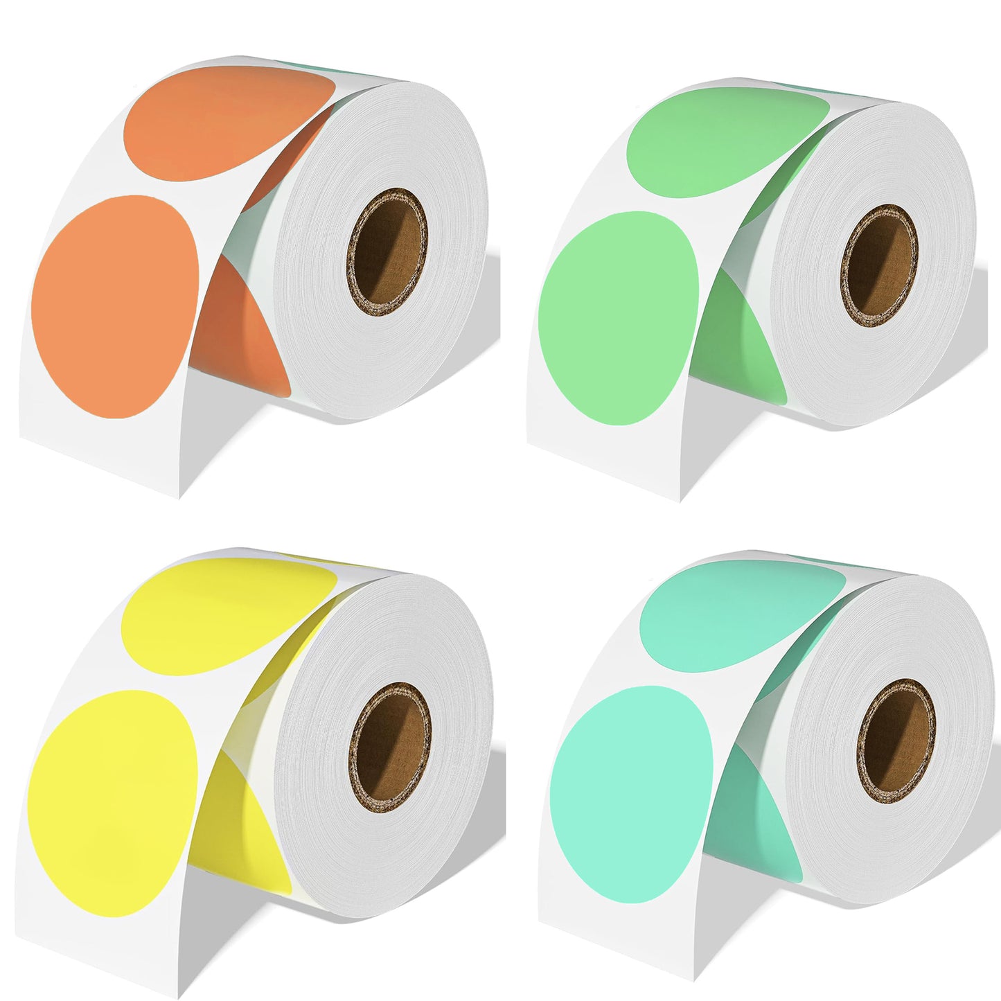 2" Round Direct Thermal Labels – 4-Color Pack (Green, Blue, Orange, Yellow), 750 Labels per Roll, 4 Rolls | Waterproof, Removable, Self-Adhesive Circle Stickers
