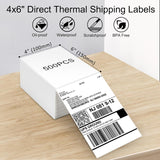 4"x6" Direct Thermal Shipping Labels – 6 Packs of 500 (Total 3,000 Labels) | Fanfold | BPA & BPS Free | Strong Adhesive | Waterproof | Compatible with Zebra & Rollo Thermal Printers