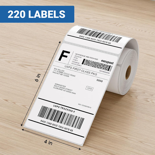 4”x6” Direct Thermal Shipping Labels – 12 Rolls, 220 Labels per Roll (Total 2,640 Labels) | Roll Format |Compatible with Zebra & Rollo | Permanent Adhesive | BPA & BPS Free