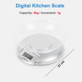 Digital Kitchen Scale, Digital Kitchen Food Weight Scale for Baking, Cooking and Weight Loss, 5kg/11lb