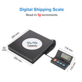 Syson Digital Shipping Scale, 1g High Accuracy! 110lbs Postal Scale, Hold/Tare Function, Manual/Auto Off LCD Display, Lightweight Scale for Packages/Luggage/Home, Battery & AC Adapter Included