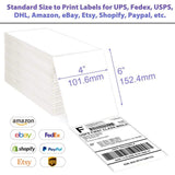 4"x6" Direct Thermal Shipping Labels – 6 Packs of 500 (Total 3,000 Labels) | Fanfold | BPA & BPS Free | Strong Adhesive | Waterproof | Compatible with Zebra & Rollo Thermal Printers