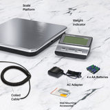 Digital Shipping Scale, 440lb (200Kg) Heavy Duty Stainless Steel Freight Scale, Hold/Tare Function, Manual/Auto Off LCD Display, Battery & AC Adapter Included