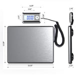 Shipping Scale, 660lb (300Kg) with High Accuracy, Stainless Steel Heavy Duty Large Platform, Scale with Timer/Tare,for Packages/Luggage/Post Office/Home, Battery & DC Adapter Included