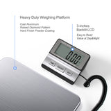 Digital Shipping Scale, 440lb (200Kg) Heavy Duty Stainless Steel Freight Scale, Hold/Tare Function, Manual/Auto Off LCD Display, Battery & AC Adapter Included