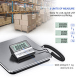 Digital Shipping Scale, 440lb (200Kg) Heavy Duty Stainless Steel Freight Scale, Hold/Tare Function, Manual/Auto Off LCD Display, Battery & AC Adapter Included
