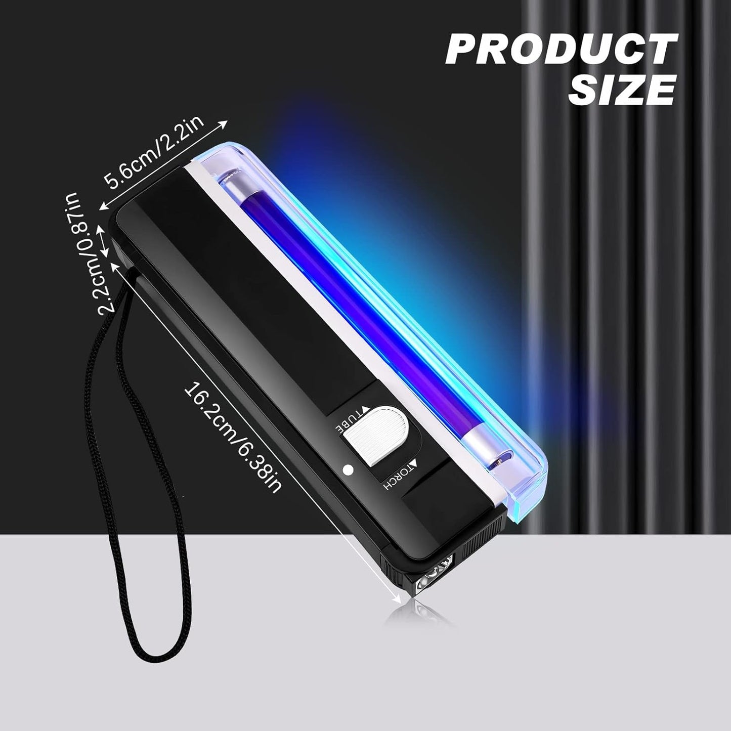 UV Black Light Torch, Portable Blacklight LED UV Light, Battery Operated, Counterfeit Bill Detector Light