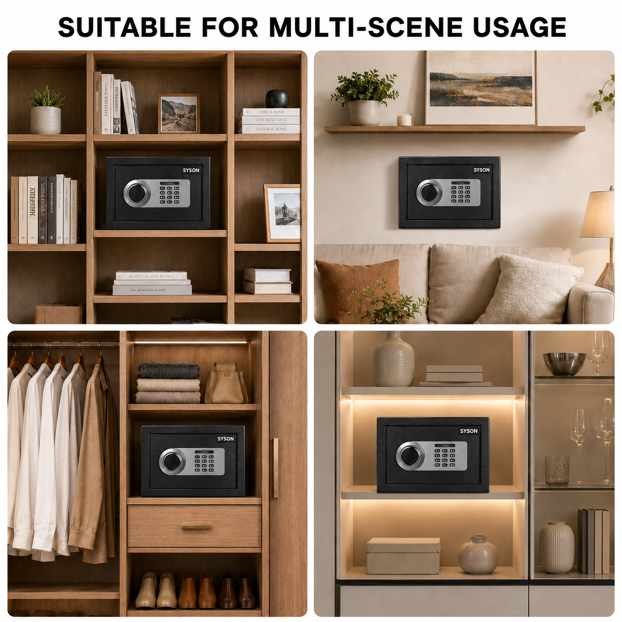 Digital Safe Box, Steel Lock Box with Electronic Keypad & Backup Keys, Compact Home Safe for Cash, Passport, Jewelry & Documents, Wall/Floor Mount, 25 x 35 x 25 cm