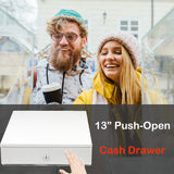 Syson POS White13 Manual Push Open Cash Drawer with Removable Coin Tray 4 Bill/ 4 Coin, 2 Keys