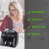 Money Counter Machine Mixed Denomination, Value Counting, Multi Currency Bill Counter, Serial Number, 2 CIS/UV/MG/MT/IR Counterfeit Detection, Bill Counter for Various Business