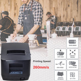 80mm Thermal Receipt Printer with USB LAN Port for Restaurant Receipt and Kitchen Printing ESC/POS Support Linux Windows
