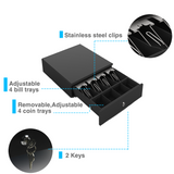 13" POS Automatic Cash Drawer with Removable Coin Tray 4B4C, 2 Keys, Compatible POS Receipt Printer - syson