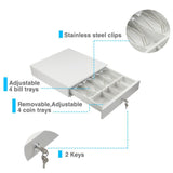 White 13" Automatic Cash Drawer with Removable Coin Tray 4B4C 2Keys - syson