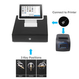 13" POS Automatic Cash Drawer with Removable Coin Tray 4B4C, 2 Keys, Compatible POS Receipt Printer - syson