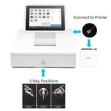 White 13" Automatic Cash Drawer with Removable Coin Tray 4B4C 2Keys - syson