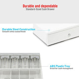 White 13" Automatic Cash Drawer with Removable Coin Tray 4B4C 2Keys - syson