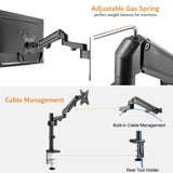 Single Monitor Stand - Gas Spring Single Arm Monitor Desk Mount Fit 17" to 27" Screens - syson