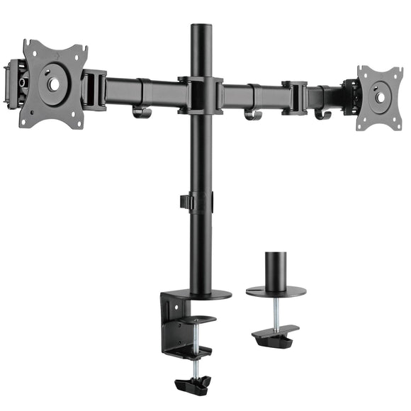 Dual LCD LED Monitor Desk Mount Stand Fully Adjustable fit Two Screens up to 27