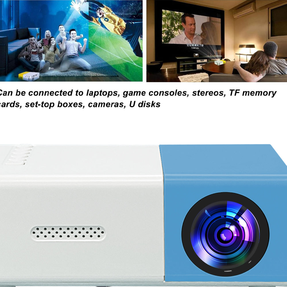 Mini Projector Portable Projector for Cartoon Kids 1080P FHD Mini Movie Projector Home Theater 60" Display Supported, 30,000 Hrs LED Lamp Life, 1500 Lux, Compatible with HDMI/VGA/USB/TV Box/Laptop for Indoor Outdoor