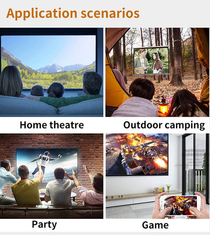 Mini Projector Portable Projector for Cartoon Kids 1080P FHD Mini Movie Projector Home Theater 60" Display Supported, 30,000 Hrs LED Lamp Life, 1500 Lux, Compatible with HDMI/VGA/USB/TV Box/Laptop for Indoor Outdoor