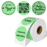 2" Green Round Direct Thermal Labels – 750 Labels per Roll, 2 Rolls per Box | Self-Adhesive, Waterproof, Removable | Circle Thermal Sticker Paper for Organization, Warehousing, and Business Use