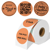 2" Orange Round Direct Thermal Labels – 750 Labels per Roll, 2 Rolls per Box | Self-Adhesive, Waterproof, Removable | Circle Thermal Sticker Paper for Organization, Warehousing, and Business Use