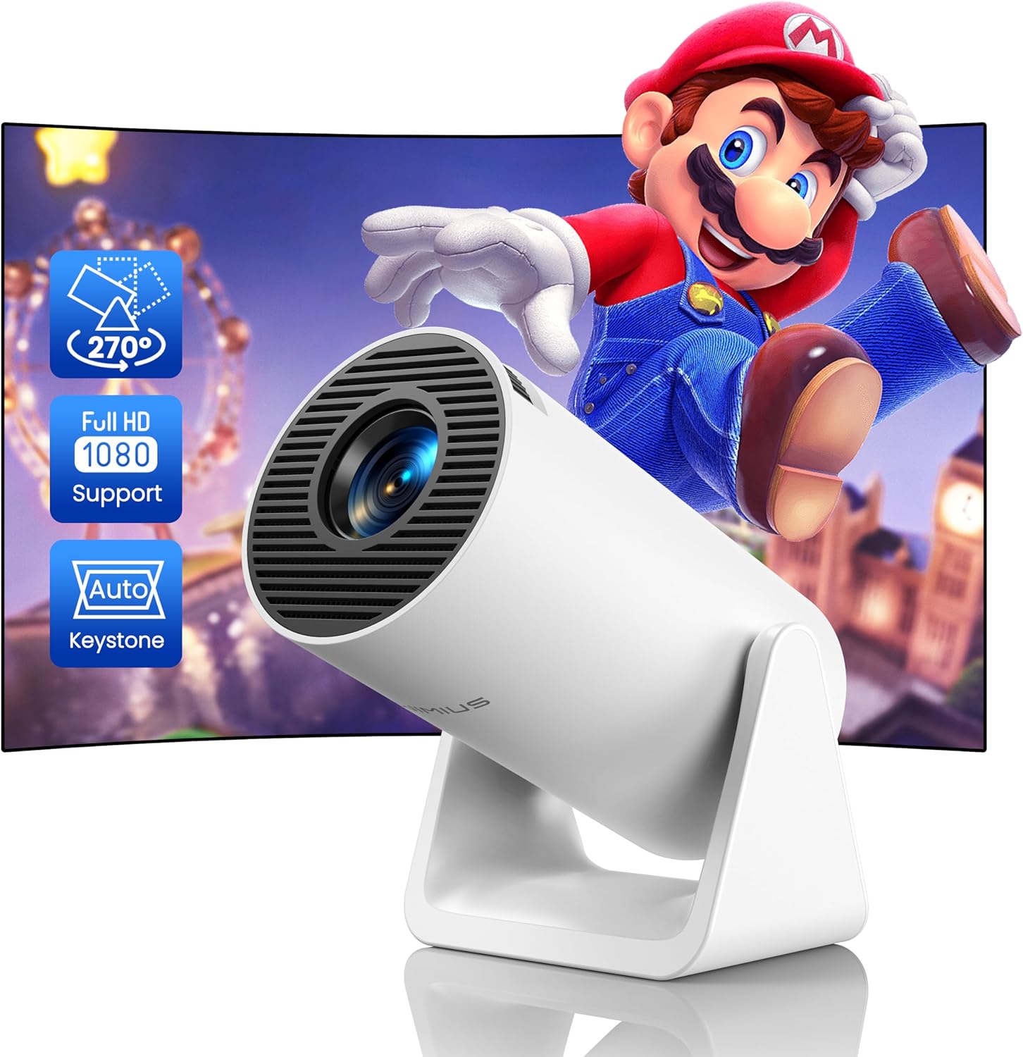Adjustable Stand Smart Android Projector – 720P Native, Wi-Fi & Blueto ...