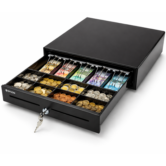 16" x 16" Automatic Cash drawer 405A 5B8C, Compatible with Receipt printer, 2 Keys