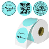2" Blue Round Direct Thermal Labels – 750 Labels per Roll, 2 Rolls per Box | Self-Adhesive, Waterproof, Removable | Circle Thermal Sticker Paper for Organization, Warehousing, and Business Use