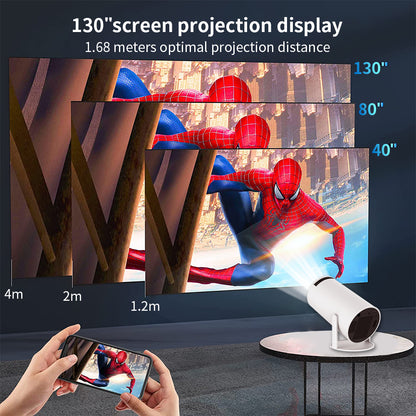 [270°Adjustable Stand] Smart Android Projector with WiFi and Bluetooth, Portable Projector 1080P, Auto Keystone Outdoor Projector for Phone/TV Stick/HDMI/PS5