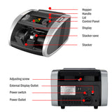 Money Counter with UV, MG, IR Counterfeit Detection, Bill Counter with External Display, 1200/min