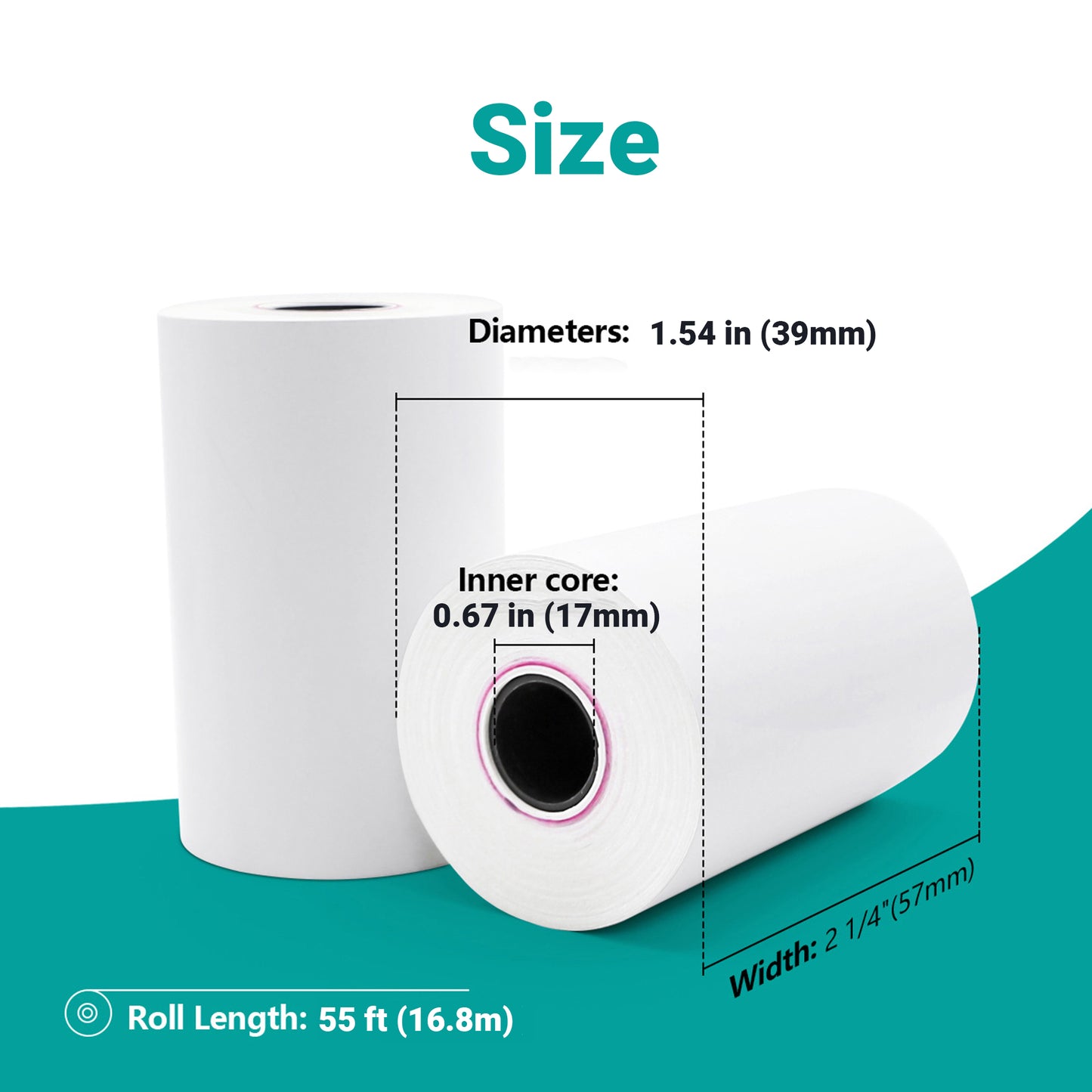 SYSON Thermal Paper Rolls 2 1/4" x 55' (50 Rolls/Case),&nbsp; BPA Free Receipt Paper , 2.25 x 55 ft Thermal Printer Paper Fits 58mm Mini Thermal POS Printer &amp; Square Terminal Credit Card Machines