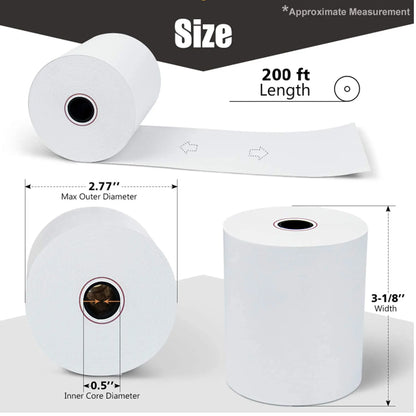 SYSON 3 1/8" × 200' Thermal Paper Rolls – 30 Rolls/Case | BPA-Free 80 mm POS Receipt Paper for Clover, Epson, Star
