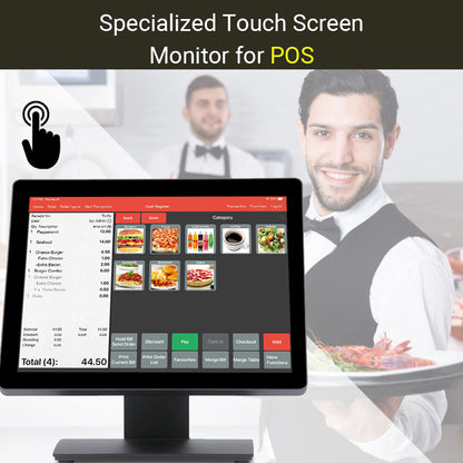 Syson POS 19" Capacitive Touch Screen Monitor, 1280×1024 LCD Display, 4:3 True Flat, Multi-Touch, Supports VGA/HDMI/USB, for POS System, Restaurant, Retail, Kiosk