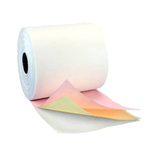 SYSON 3" x 65' Premium 3-Ply Carbonless Paper Rolls – White/Canary/Pink, 30 Rolls/Case, Non-Thermal Kitchen Receipt Paper, Compatible with Epson TM-U220, Star SP700, Bixolon, and More