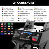 Bank-Grade Multi-Currency Money Counter – 1+1 Pocket Mixed Denomination Bill Counter & Sorter, Dual CIS Sensors, 4.3” Touchscreen, Adjustable Speed, Counterfeit Detection