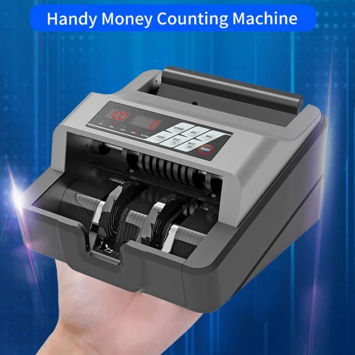Syson Portable Money Counter – 1300 Bills/Min Fast Bill Counter with Advanced UV/MG Counterfeit Detection | Lightweight, Accurate & Reliable