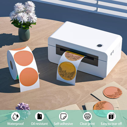 2" Orange Round Direct Thermal Labels – 750 Labels per Roll, 2 Rolls per Box | Waterproof, Removable, Self-Adhesive Circle Stickers for Organization & Business