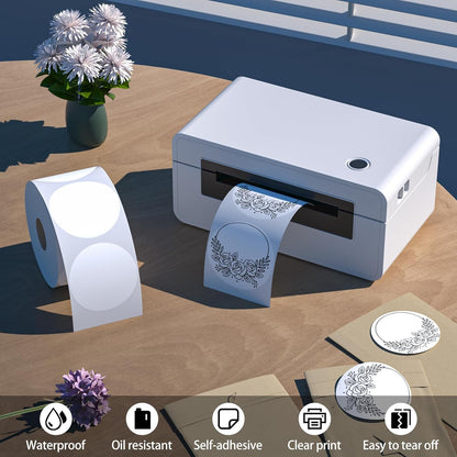 2" White Round Direct Thermal Labels – 750 Labels per Roll, 2 Rolls per Box | Waterproof, Removable, Self-Adhesive Circle Stickers for Organization & Business