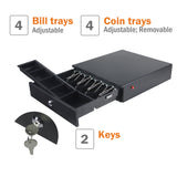 13" Manual Push Open Cash Drawer with Removable Coin Tray 4 Bill/ 4 Coin, 2 Keys