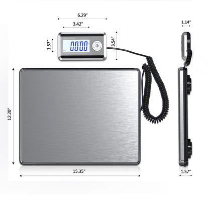Shipping Scale, 660lb (300Kg) with High Accuracy, Stainless Steel Heavy Duty Large Platform, Scale with Timer/Tare,for Packages/Luggage/Post Office/Home, Battery & DC Adapter Included