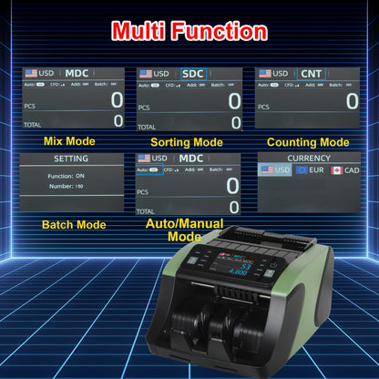 Money Counter Machine Mixed Denomination, Value Counting, Multi Currency Bill Counter