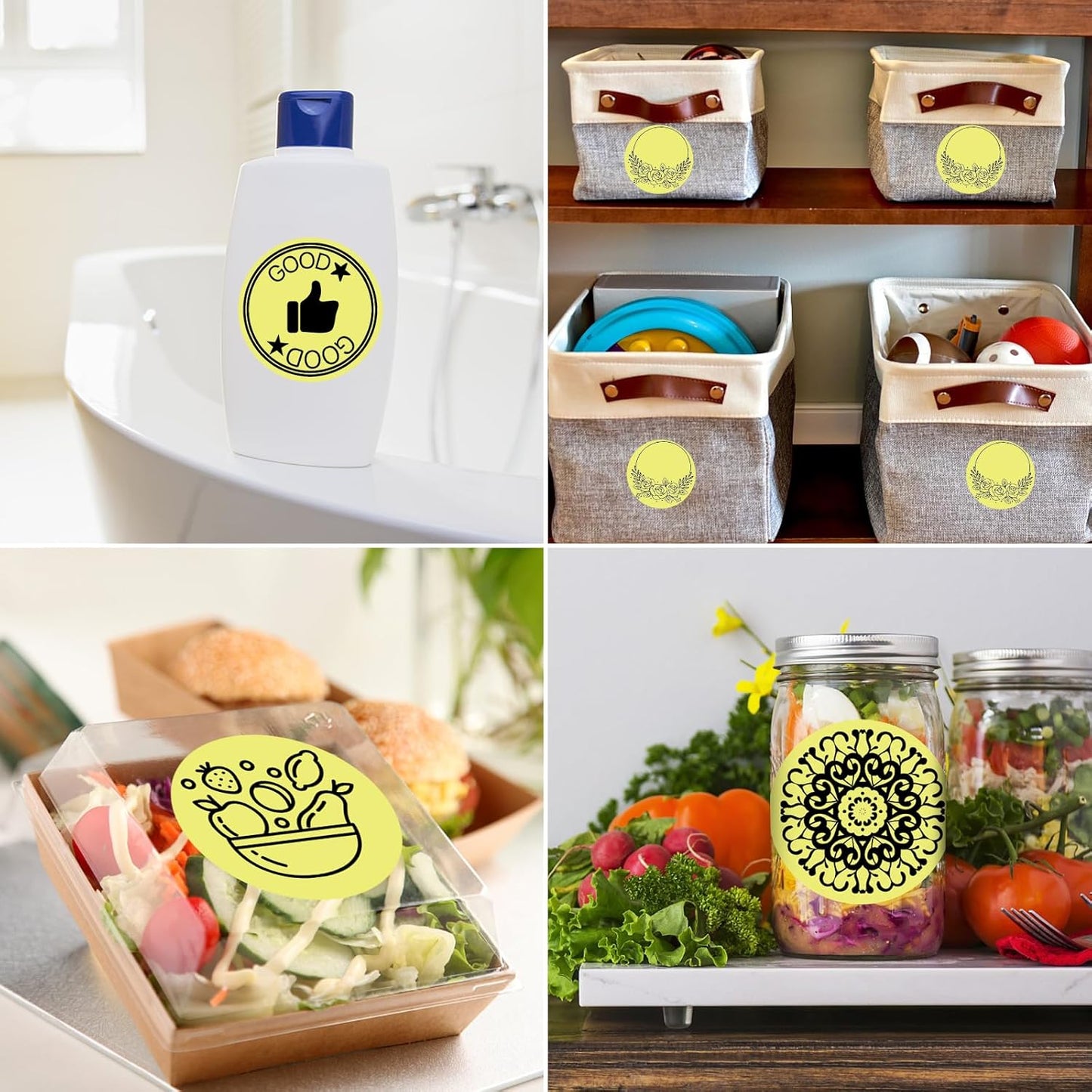 2" Yellow round direct thermal labels – waterproof, removable, and self-adhesive. 750 labels per roll, 2 rolls per box – perfect for organization, warehousing, and business labeling.