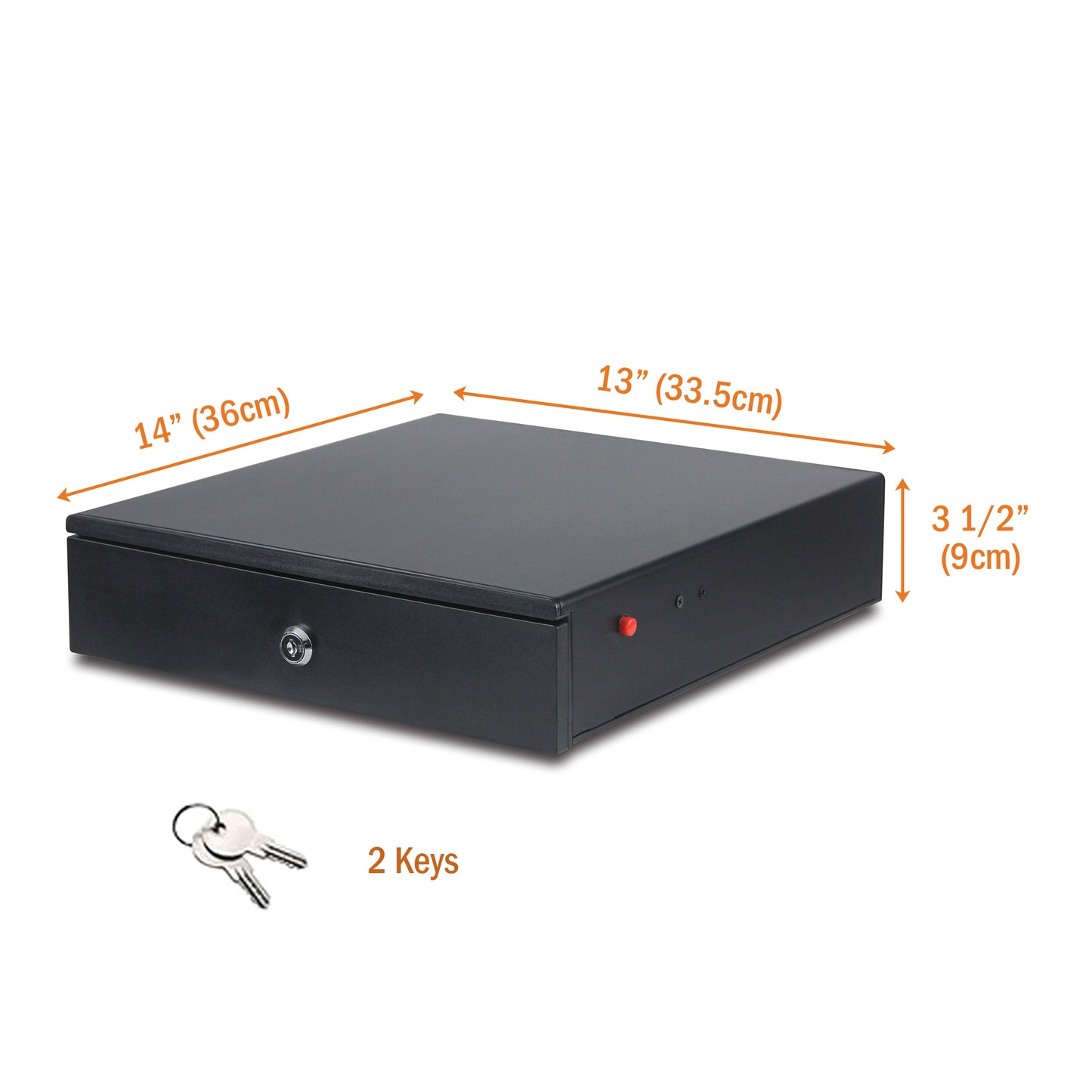 13" Manual Push Open Cash Drawer with Removable Coin Tray 4 Bill/ 4 Coin, 2 Keys