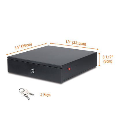 13" Manual Push Open Cash Drawer with Removable Coin Tray 4 Bill/ 4 Coin, 2 Keys