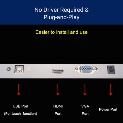 POS 15.6" Capacitive Touch Screen Monitor, 1366×768 LCD Display, 16:9 Wide Screen, Multi-Touch, Supports VGA/HDMI/USB, for POS System, Retail, Restaurant, Kiosk