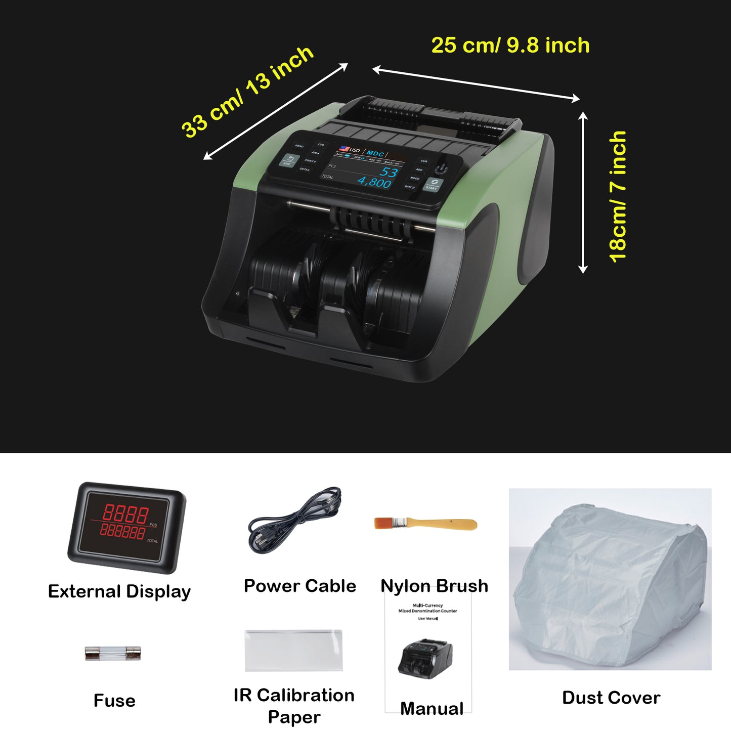 Money Counter Machine Mixed Denomination, Value Counting, Multi Currency Bill Counter